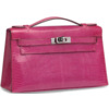 Hermès Kelly Pochette Clutch Fuchsia Shiny Niloticus Lizard PHW