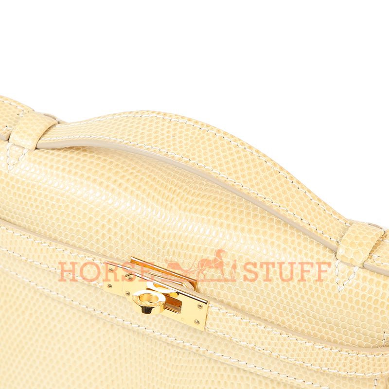 Hermès Kelly Pochette Clutch Beige Shiny Niloticus Lizard GHW