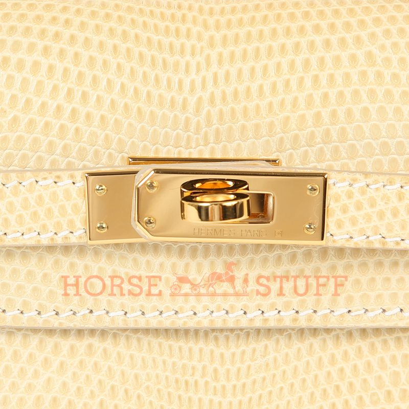 Hermès Kelly Pochette Clutch Beige Shiny Niloticus Lizard GHW