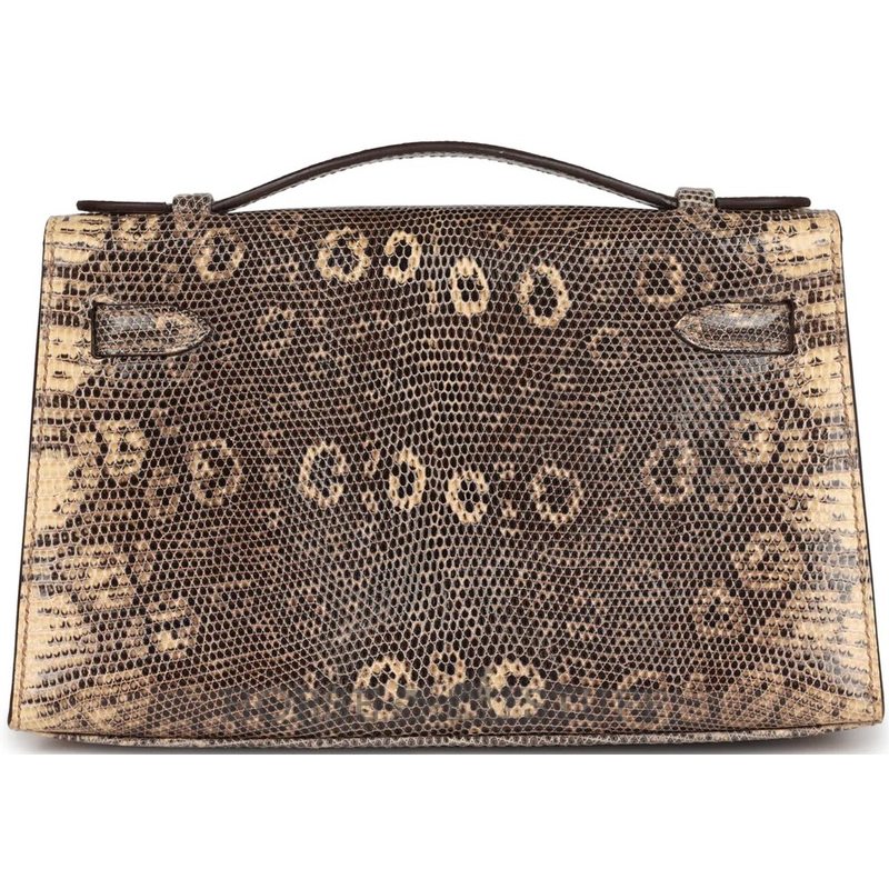 Hermès Kelly Pochette Clutch Ombre ( Desert ) Shiny Salvator Varanus Lizard PHW