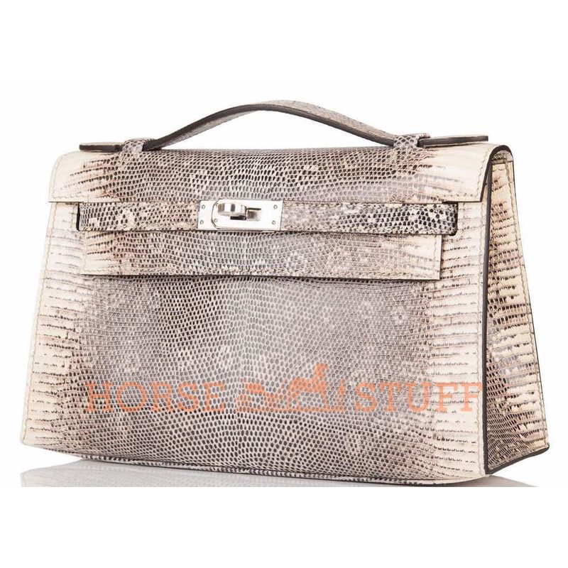 Hermès Kelly Pochette Clutch Ombre ( White ) Shiny Salvator Varanus Lizard PHW