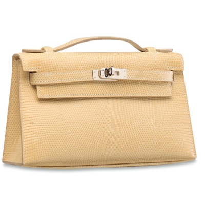 Hermès Kelly Pochette Clutch Poudre Shiny Niloticus Lizard PHW