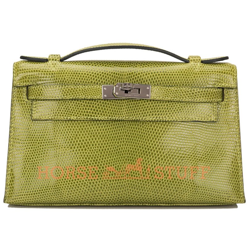 Hermès Kelly Pochette Clutch Vert Anis Shiny Niloticus Lizard PHW