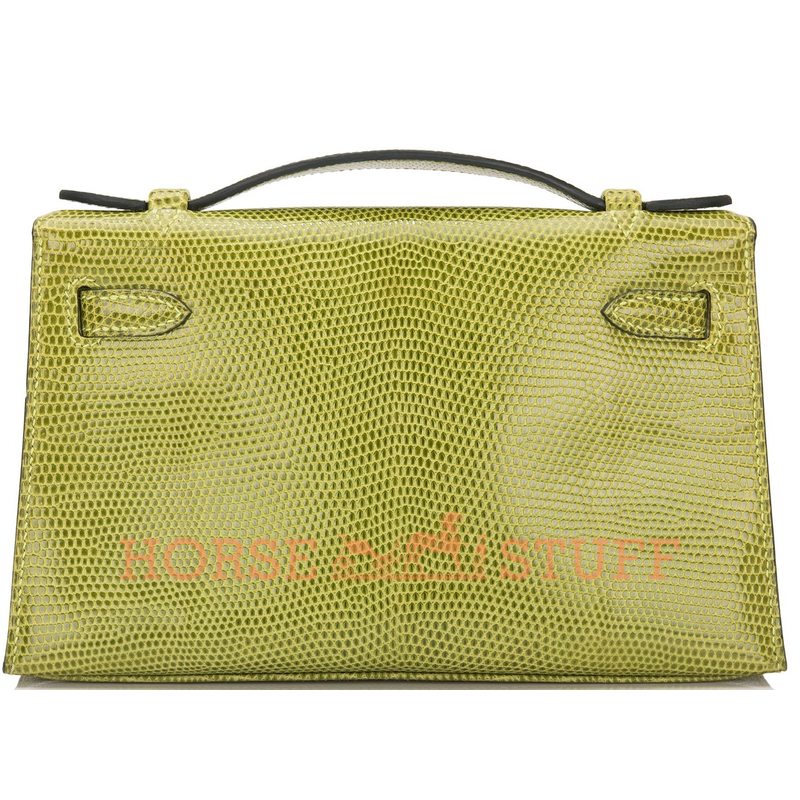 Hermès Kelly Pochette Clutch Vert Anis Shiny Niloticus Lizard PHW