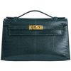 Hermès Kelly Pochette Clutch Vert Cypress Shiny Niloticus Lizard GHW