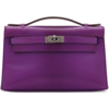 Hermès Kelly Pochette Clutch Violet Shiny Niloticus Lizard PHW