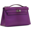 Hermès Kelly Pochette Clutch Violet Shiny Niloticus Lizard PHW