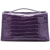 Hermès Kelly Pochette Clutch Amethyst Lisse Crocodile Niloticus PHW