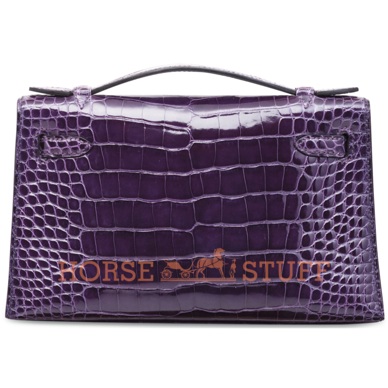 Hermès Kelly Pochette Clutch Amethyst Lisse Crocodile Niloticus PHW