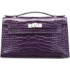 Hermès Kelly Pochette Clutch Amethyst Lisse Crocodile Niloticus PHW