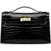 Hermès Kelly Pochette Clutch Black Lisse Crocodile Niloticus GHW