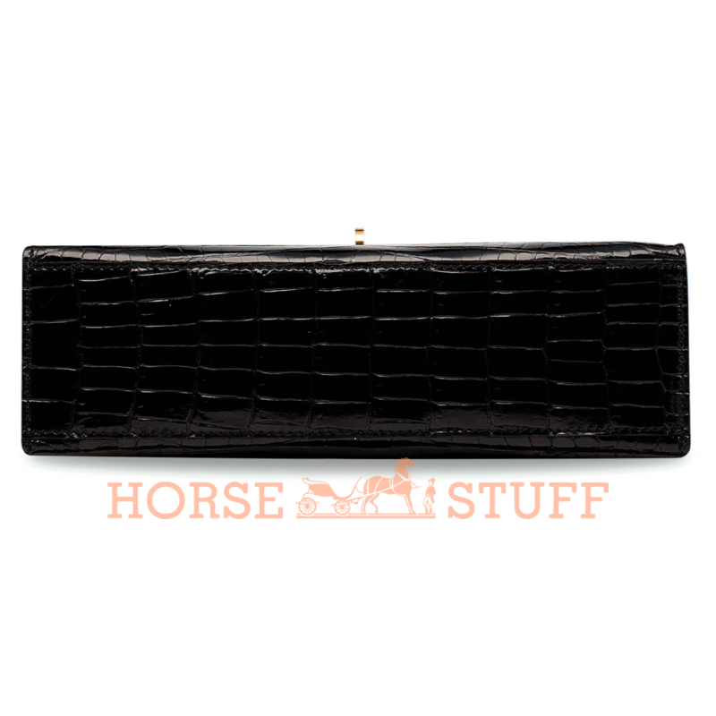 Hermès Kelly Pochette Clutch Black Lisse Crocodile Niloticus GHW