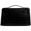 Hermès Kelly Pochette Clutch Black Matte Crocodile Niloticus GHW