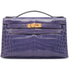 Hermès Kelly Pochette Clutch Blue Brighton Lisse Crocodile Niloticus GHW