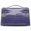 Hermès Kelly Pochette Clutch Blue Brighton Lisse Crocodile Niloticus GHW