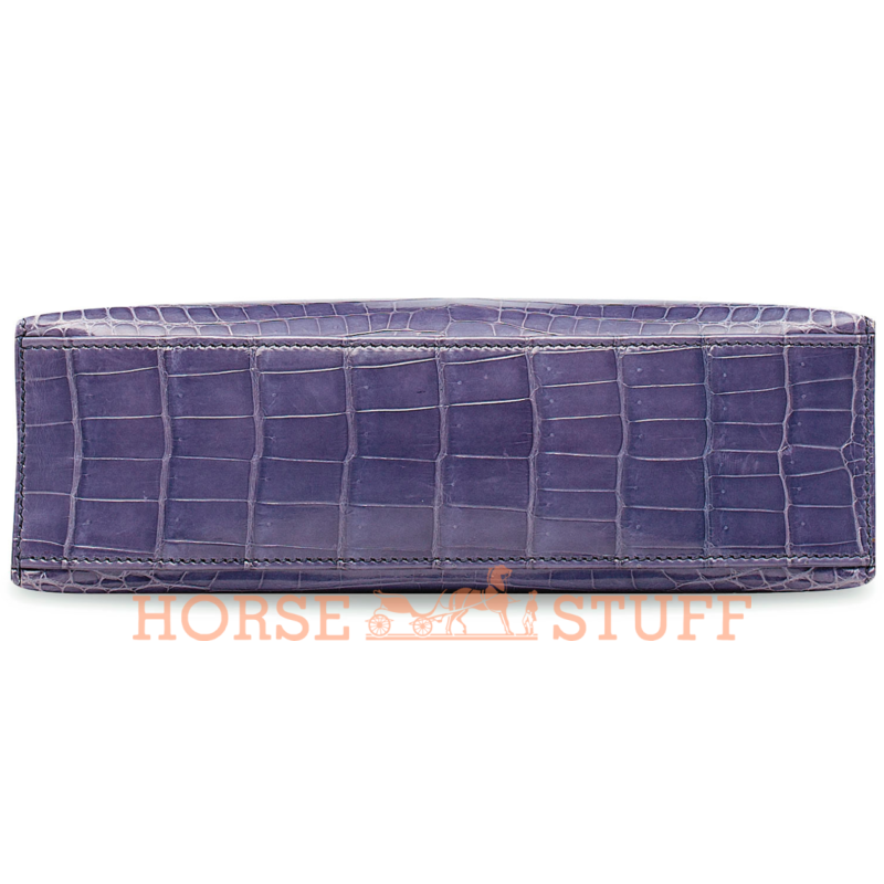 Hermès Kelly Pochette Clutch Blue Brighton Lisse Crocodile Niloticus GHW