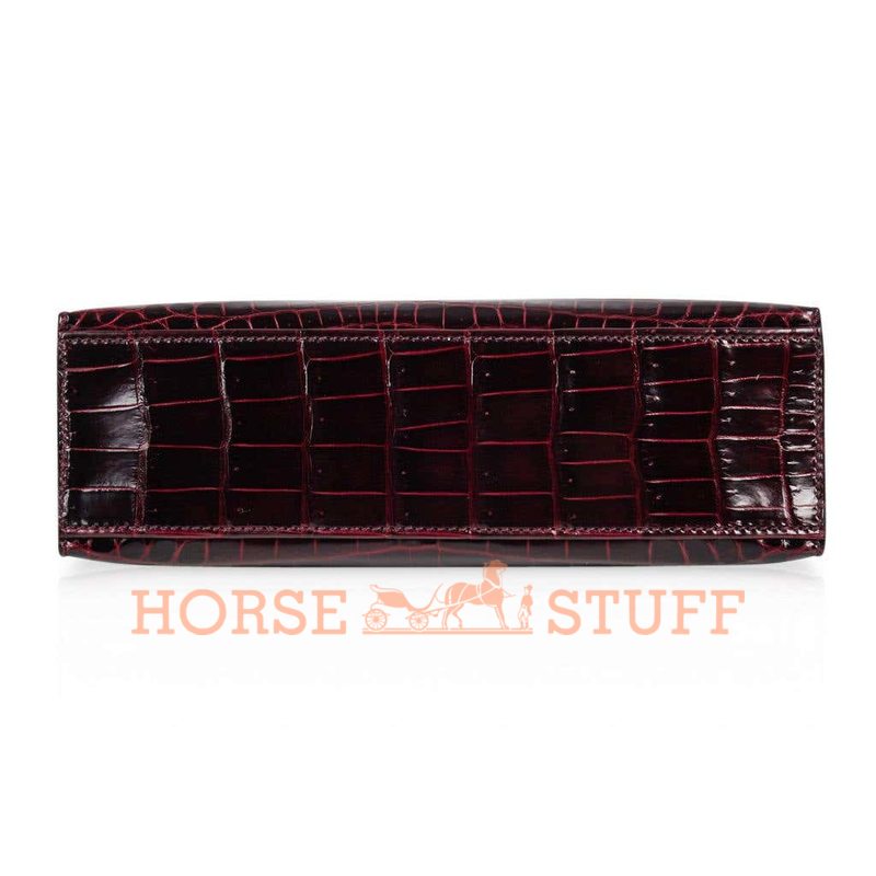 Hermès Kelly Pochette Clutch Bordeaux Lisse Crocodile Niloticus PHW