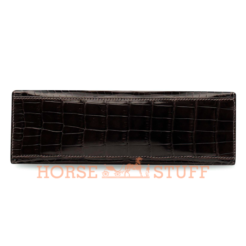 Hermès Kelly Pochette Clutch Graphite Lisse Crocodile Niloticus PHW