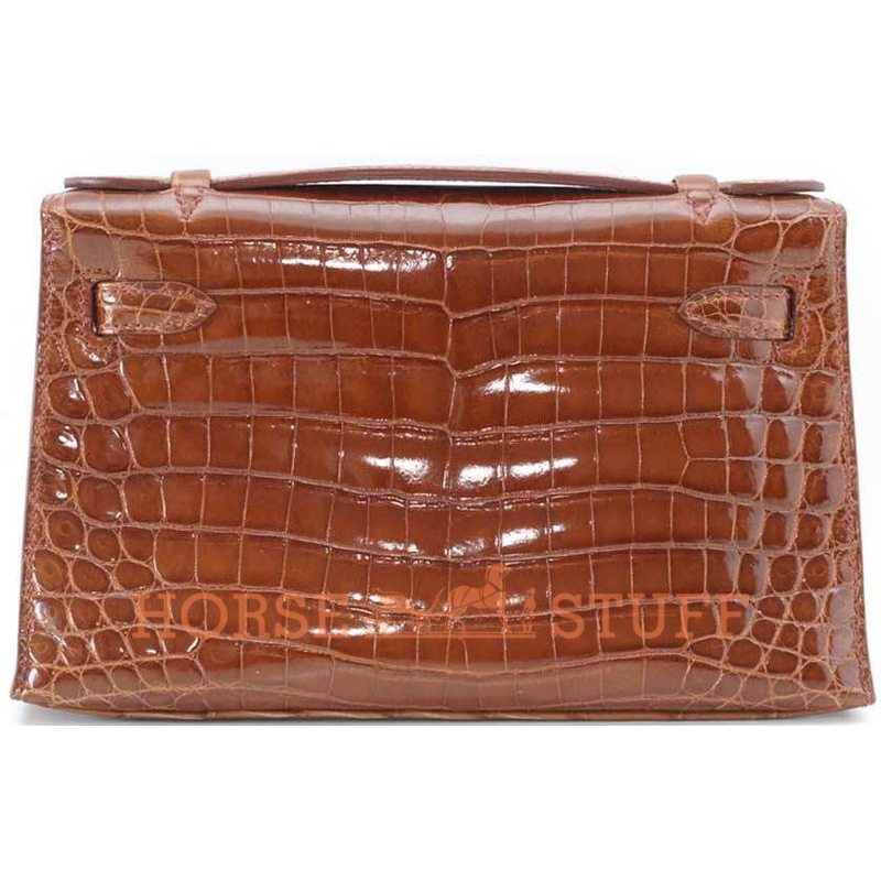 Hermès Kelly Pochette Clutch Miel Lisse Crocodile Niloticus PHW