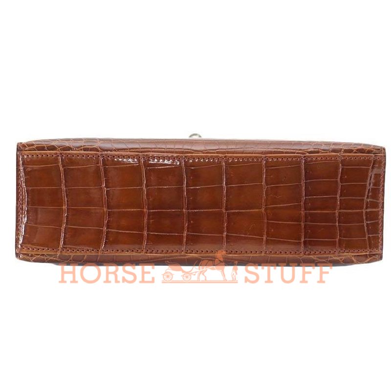 Hermès Kelly Pochette Clutch Miel Lisse Crocodile Niloticus PHW