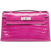 Hermès Kelly Pochette Clutch Rose Pourpre Lisse Crocodile Niloticus PHW