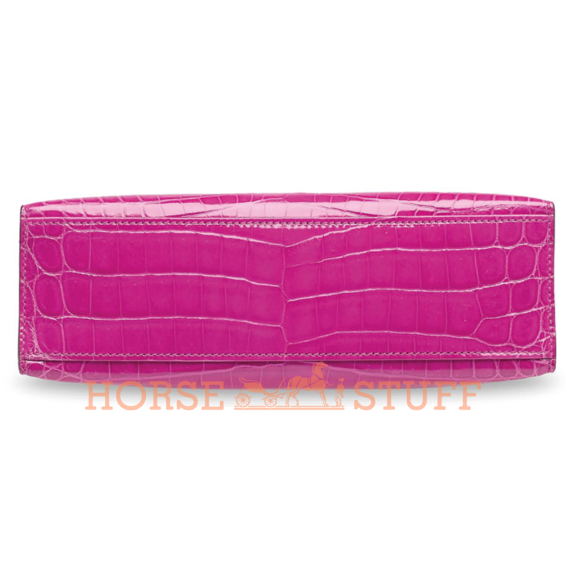 Hermès Kelly Pochette Clutch Rose Pourpre Lisse Crocodile Niloticus PHW