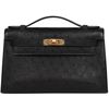 Hermès Kelly Pochette Clutch Black Ostrich GHW