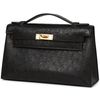 Hermès Kelly Pochette Clutch Black Ostrich GHW