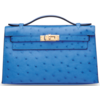 Hermès Kelly Pochette Clutch Bleuet Ostrich GHW