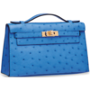 Hermès Kelly Pochette Clutch Bleuet Ostrich GHW