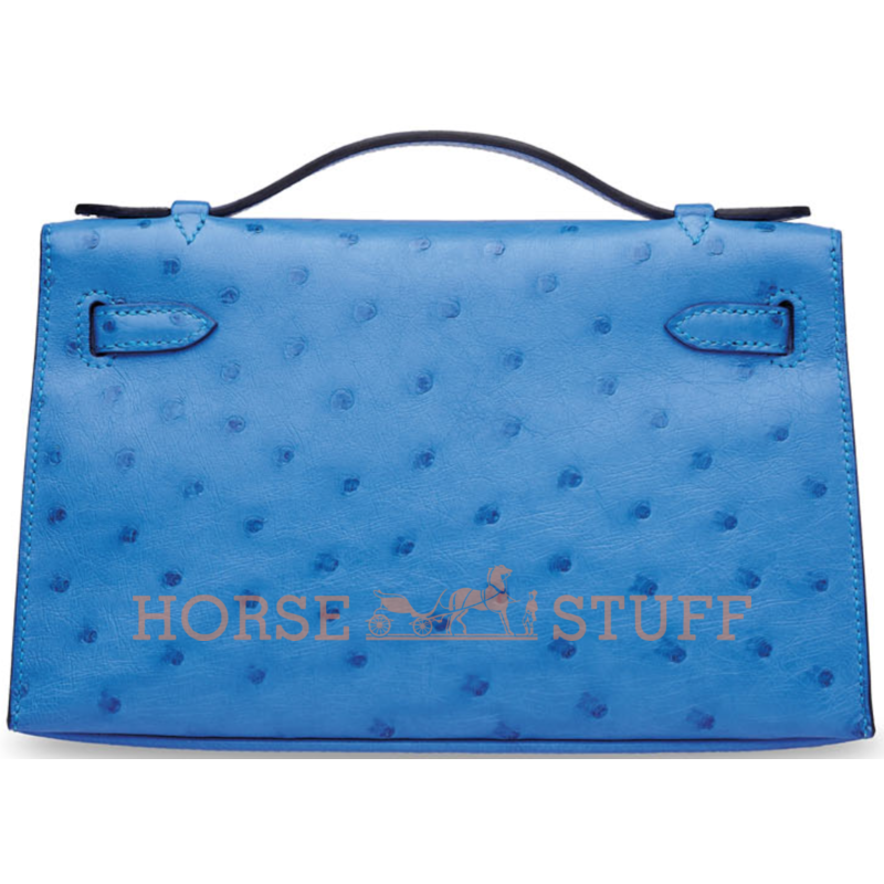 Hermès Kelly Pochette Clutch Bleuet Ostrich GHW