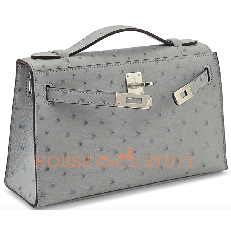 Hermès Kelly Pochette Clutch Blue Glacier Ostrich PHW