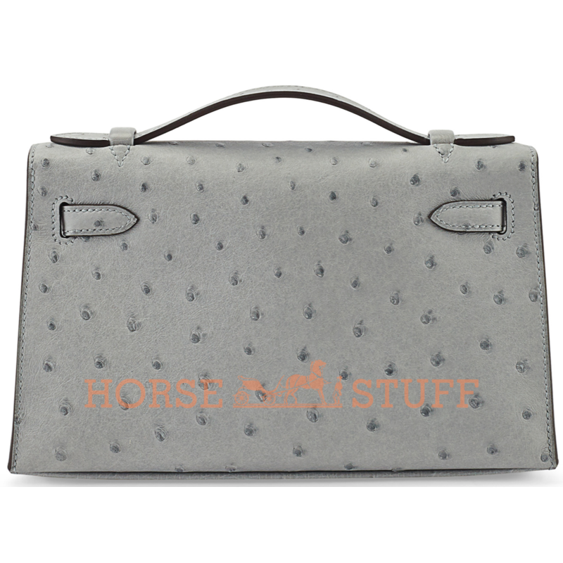 Hermès Kelly Pochette Clutch Blue Glacier Ostrich PHW