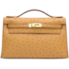 Hermès Kelly Pochette Clutch Cognac Ostrich GHW