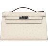 Hermès Kelly Pochette Clutch Nata Ostrich PHW
