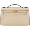 Hermès Kelly Pochette Clutch Parchemin Ostrich GHW
