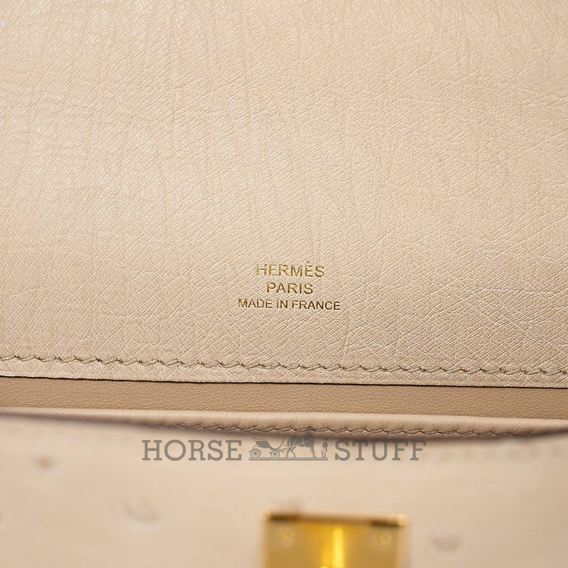 Hermès Kelly Pochette Clutch Parchemin Ostrich GHW
