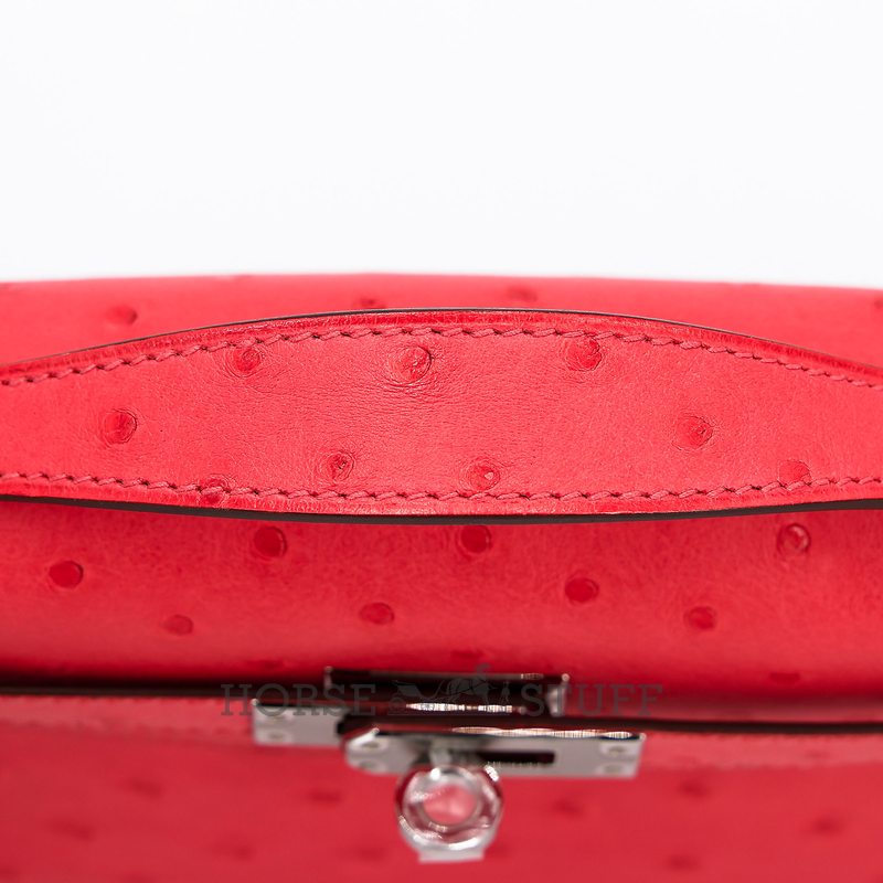 Hermès Kelly Pochette Clutch Rose Texas Ostrich PHW