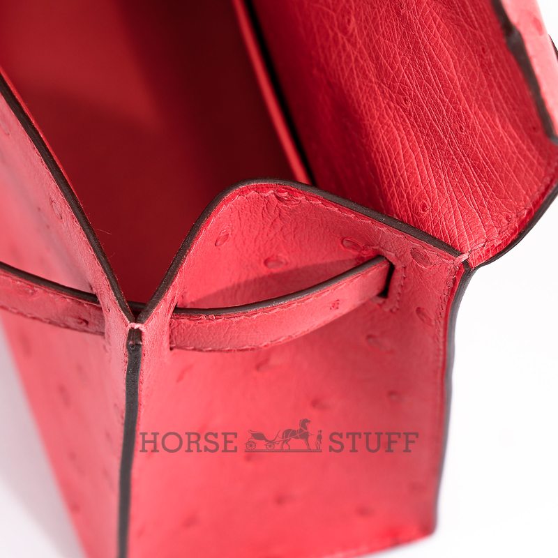 Hermès Kelly Pochette Clutch Rose Texas Ostrich PHW
