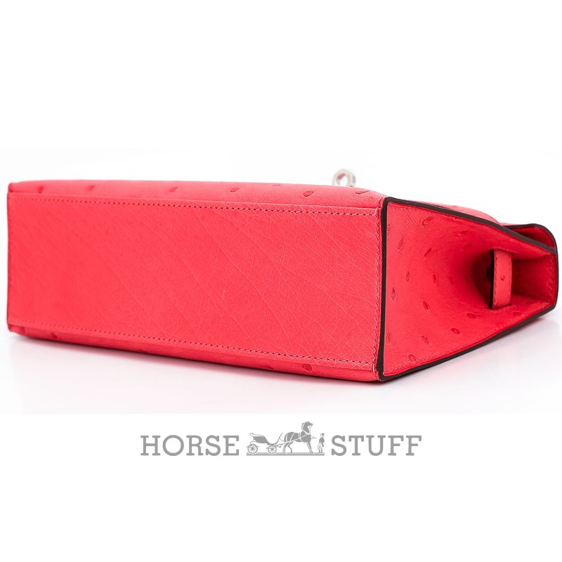 Hermès Kelly Pochette Clutch Rose Texas Ostrich PHW