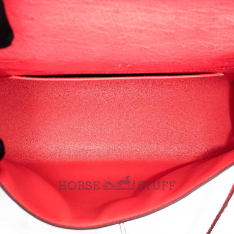 Hermès Kelly Pochette Clutch Rose Texas Ostrich PHW