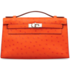 Hermès Kelly Pochette Clutch Tangerine Ostrich PHW