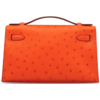 Hermès Kelly Pochette Clutch Tangerine Ostrich PHW