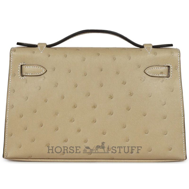 Hermès Kelly Pochette Clutch Trench Ostrich GHW