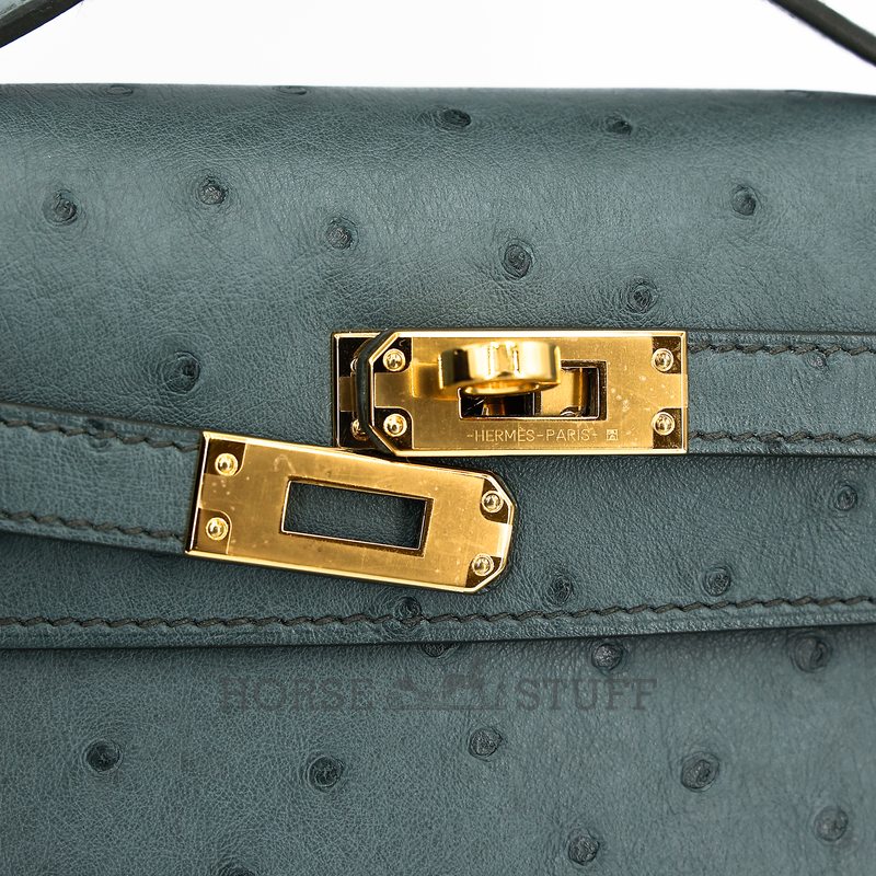 Hermès Kelly Pochette Clutch Vert Amande Ostrich GHW