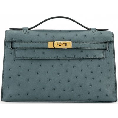Hermès Kelly Pochette Clutch Vert Amande Ostrich GHW