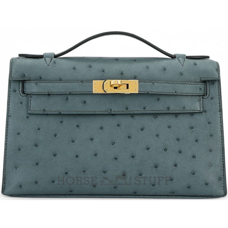 Hermès Kelly Pochette Clutch Vert Amande Ostrich GHW