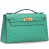 Hermès Kelly Pochette Clutch Vert Verone Ostrich GHW