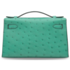 Hermès Kelly Pochette Clutch Vert Verone Ostrich GHW