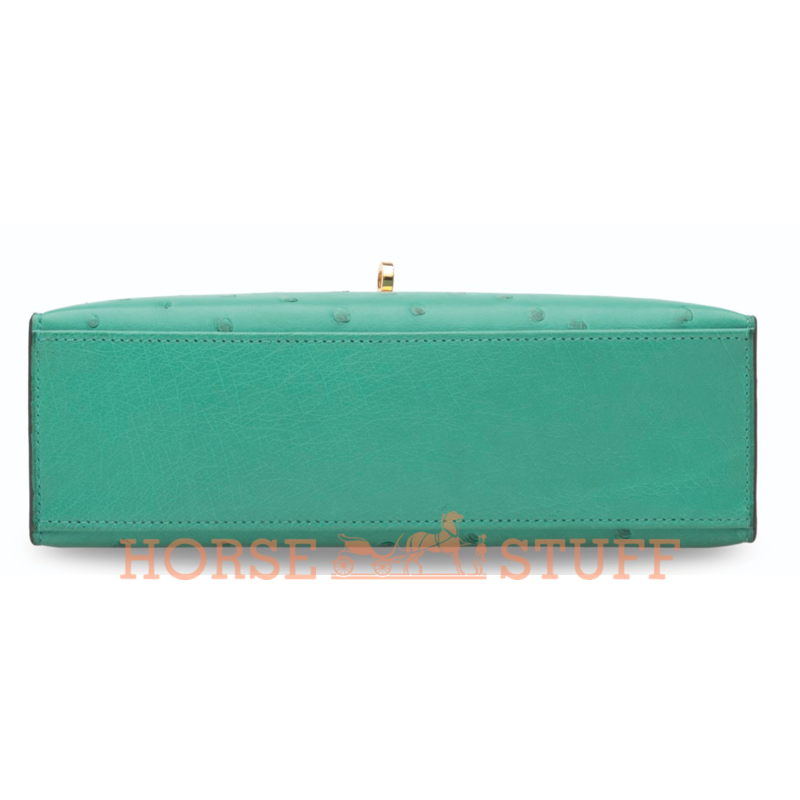 Hermès Kelly Pochette Clutch Vert Verone Ostrich GHW